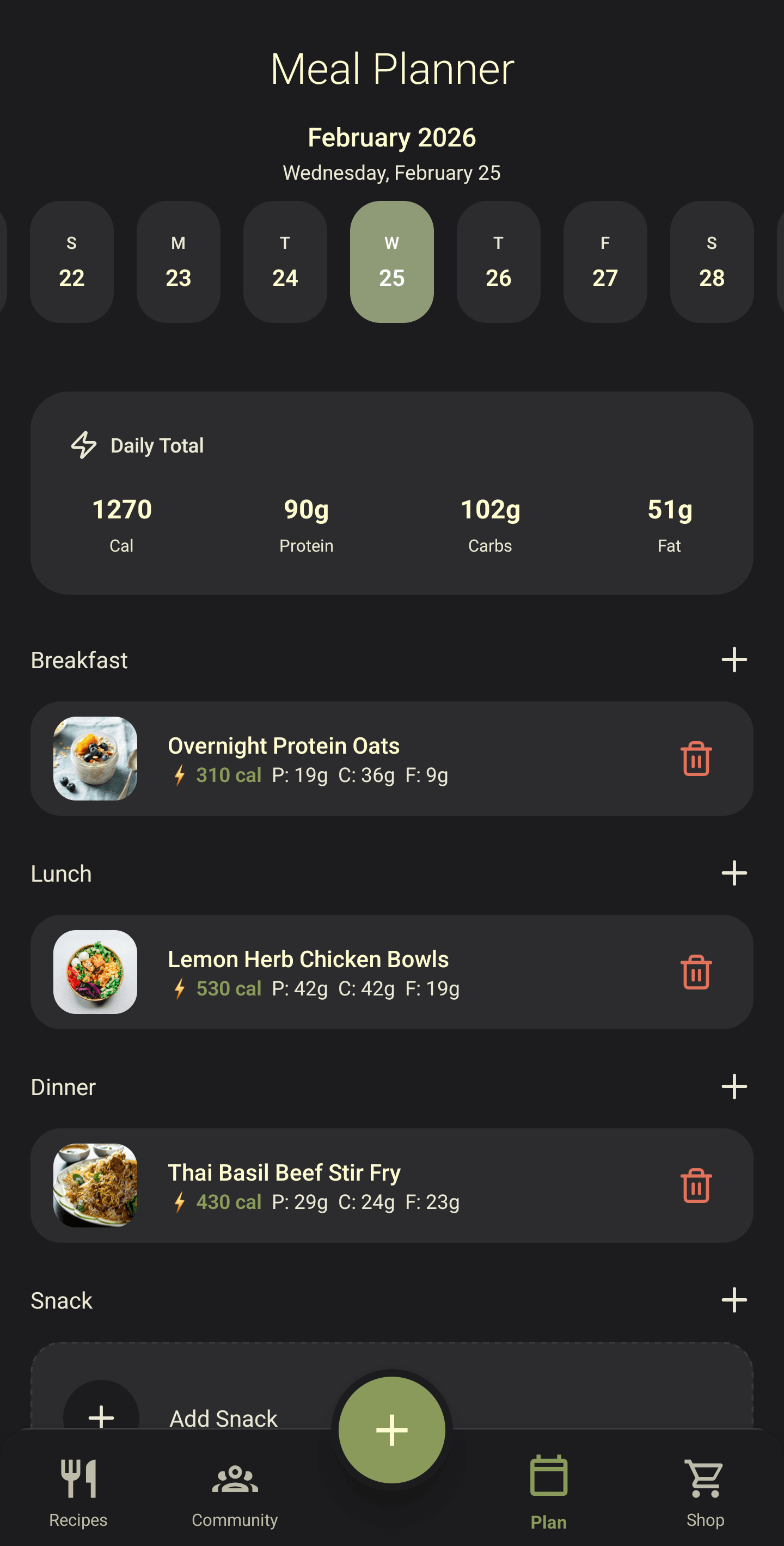 Turn recipes into a weekly planning system